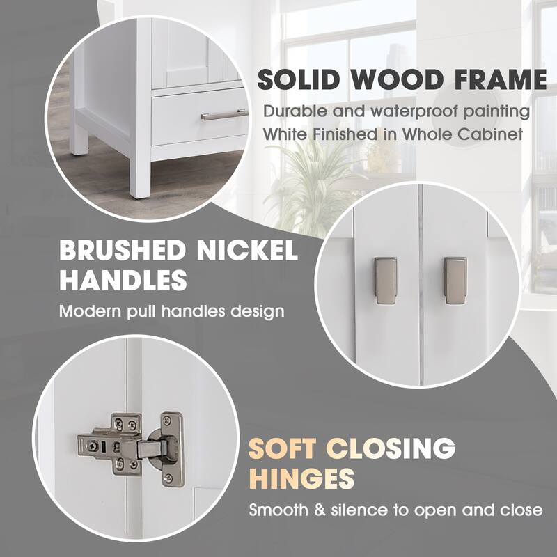 OpalithD 84 in. Bathroom Vanity with Double Sinks, Wood Bath Cabinet with Top
