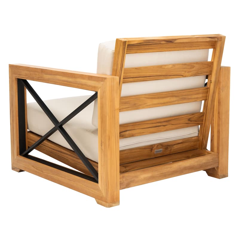 SAFAVIEH Couture Dorthy Beige Teak Outdoor Patio Chair - 32" W x 37" D x 29" H - 32W x 37D x 29H
