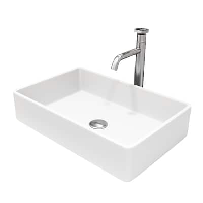 VIGO Magnolia 21"L x 14"W MatteStone Vessel Sink and Ruxton 12"H Faucet Set