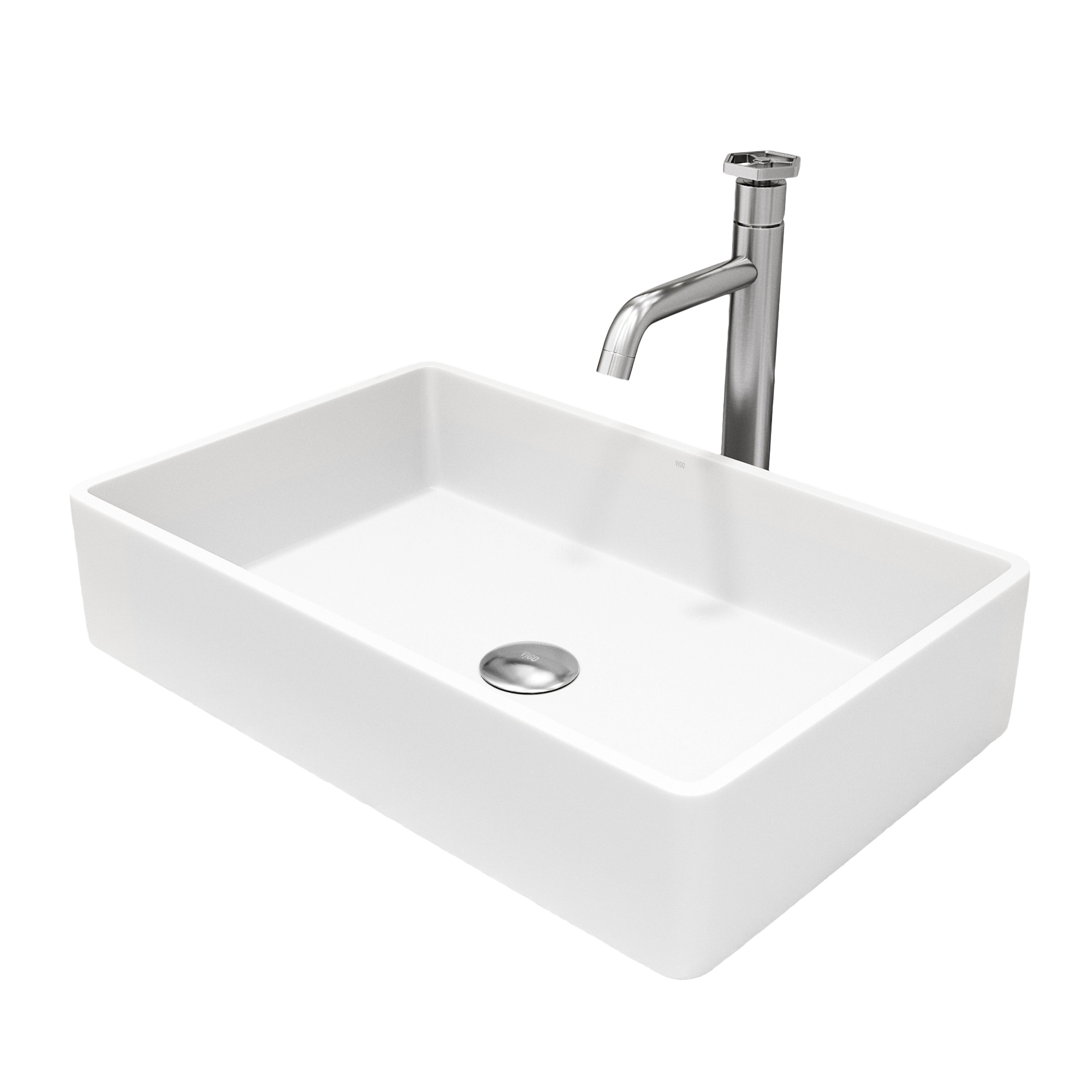 VIGO Magnolia 21"L x 14"W MatteStone Vessel Sink and Ruxton 12"H Faucet Set