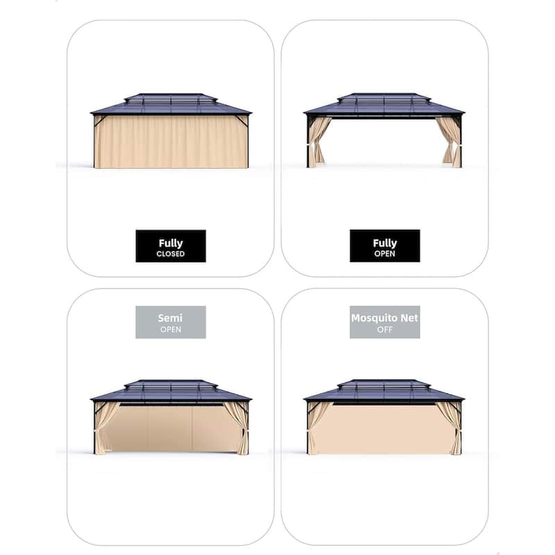 12'x16' Hardtop Gazebo for Patio, Deck, Backyard, Lawn, and Garden - 12X16 Ft