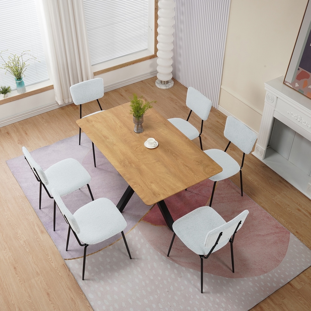 Unbrand set of 6 dining side chair pvc 2025 high back metal legs kitchen home furniture black