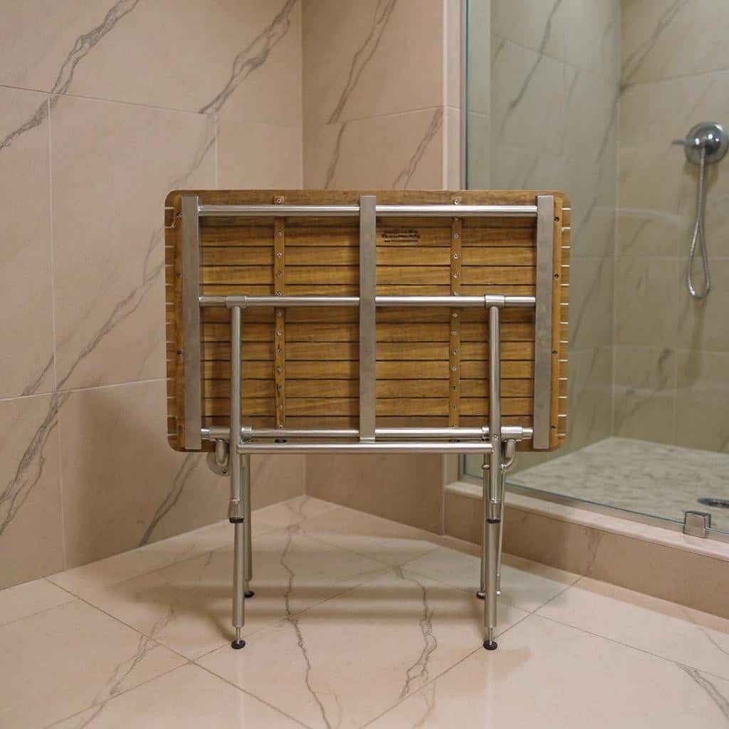 18" X 42" Brown Teak Rectangular Shower Bench