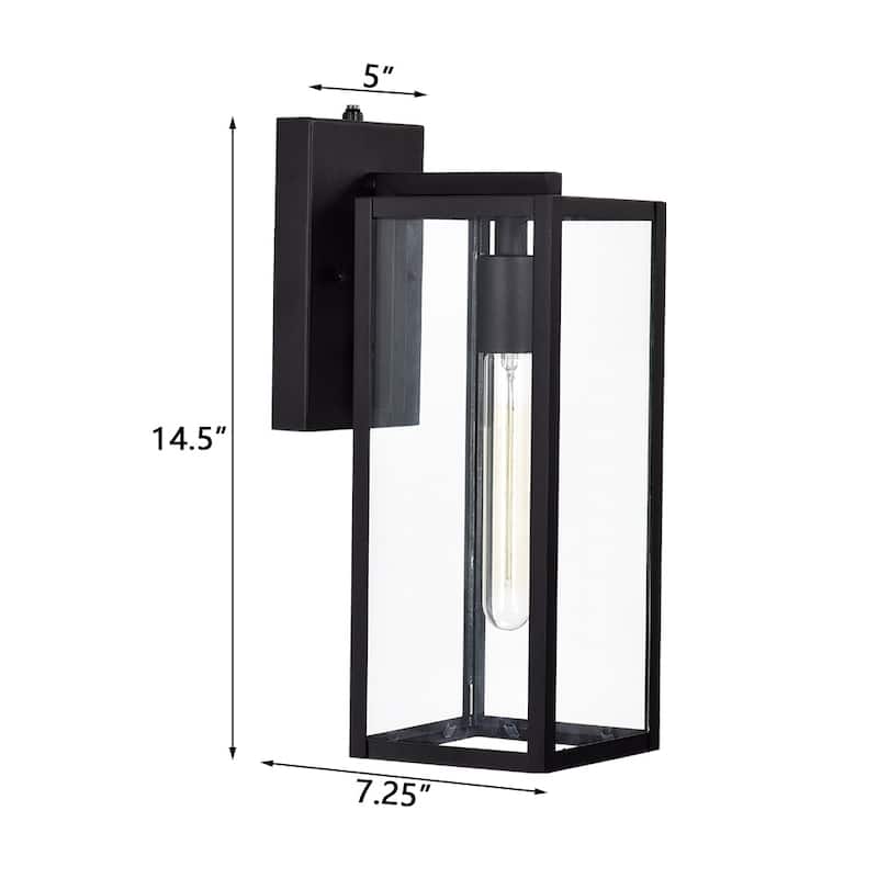 Black Outdoor Wall Lantern Sconce Porch Light With Clear Glass