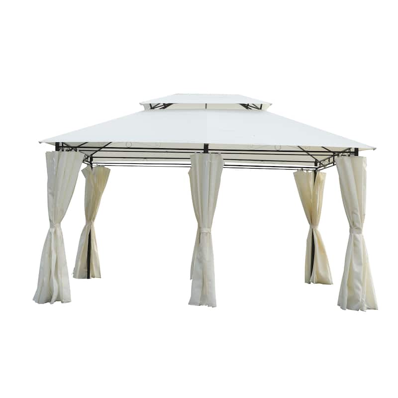 Outdoor Patio Gazebo Canopy Tent With Ventilated Double Roof And SideWall