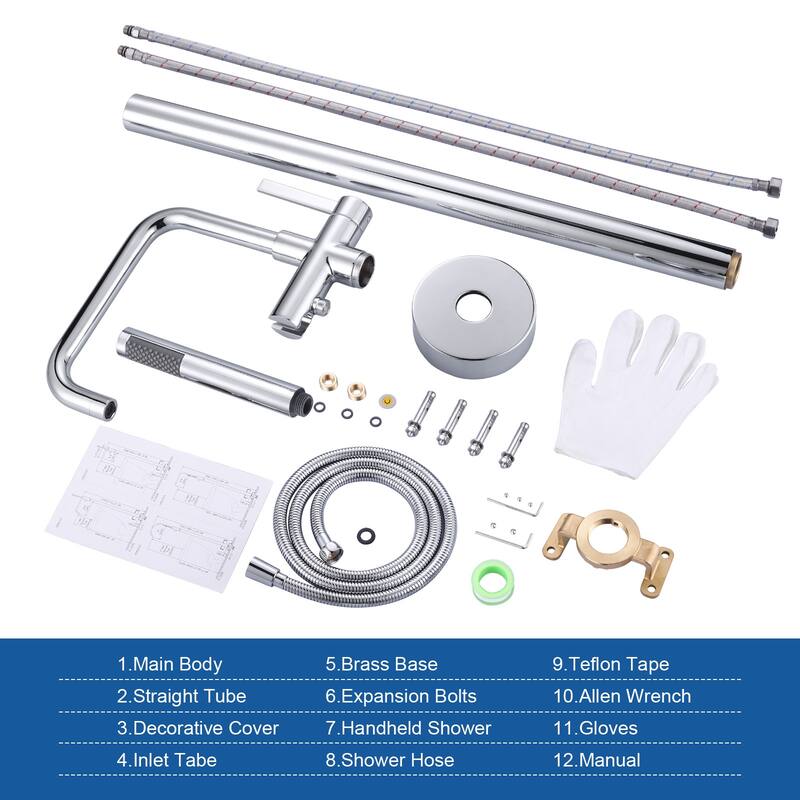 WOWOW Floor Mount Single-Handle Freestanding Tub Faucet