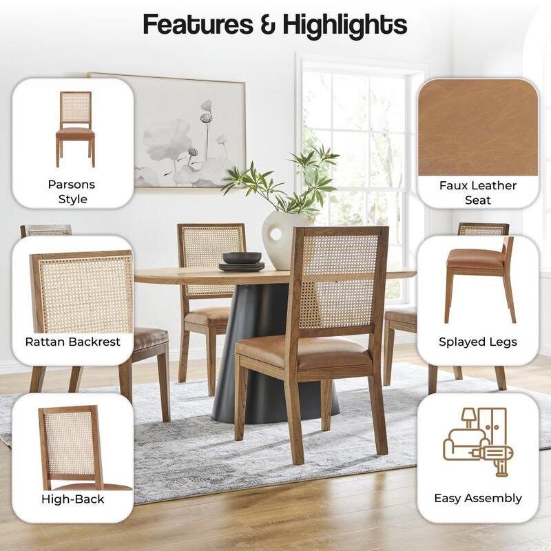 NPD Furniture Dover Faux Leather Dining Side Chair (Set of 2)