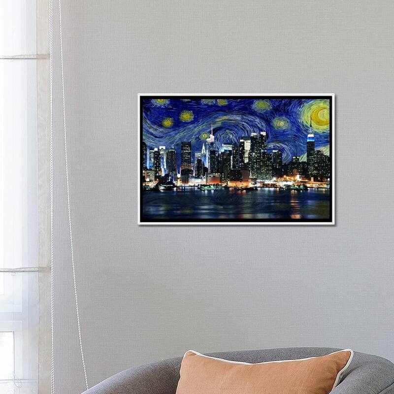 iCanvas "New York City, New York Starry Night Skyline" by 5by5collective Framed Canvas Print