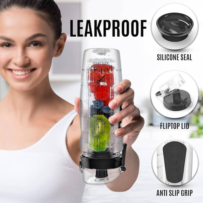 Zulay Kitchen Fruit Infuser Water Bottle With Sleeve 34oz