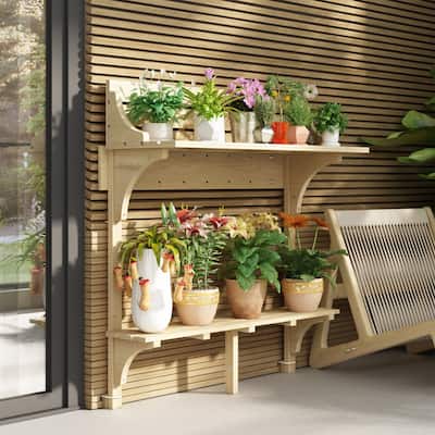 Outdoor Garden Potting Table with Storage Shelves