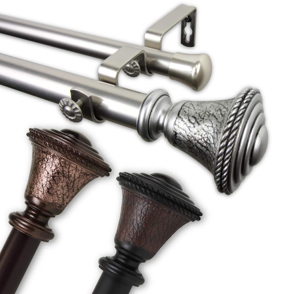 InStyleDesign Sheridan 1 inch Diameter Adjustable Double Curtain Rod