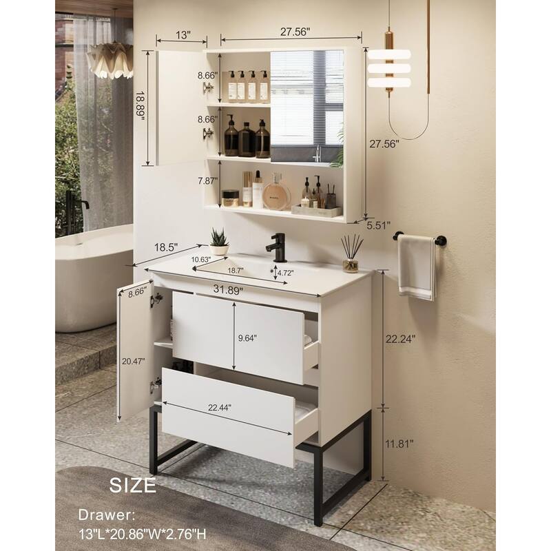 32''Bathroom Vanity with Single Sink