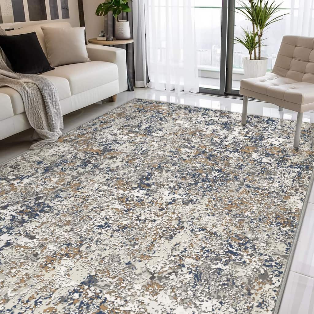 Mcow Modern Collection Low-Pile Machine-Washable Non-Slip Area Rug