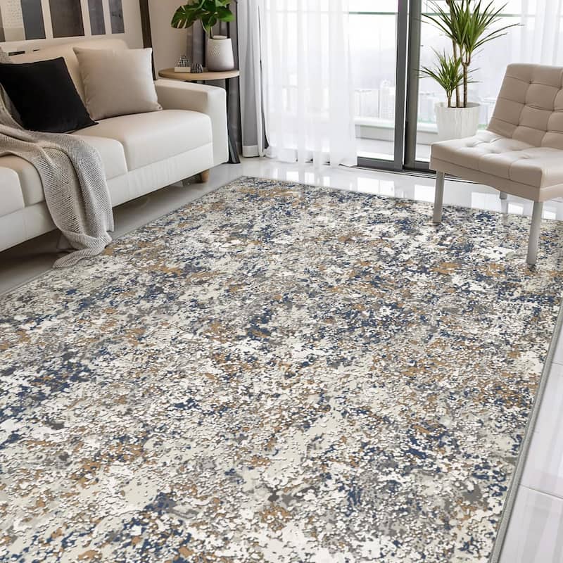 Mcow Modern Collection Low-Pile Machine-Washable Non-Slip Area Rug