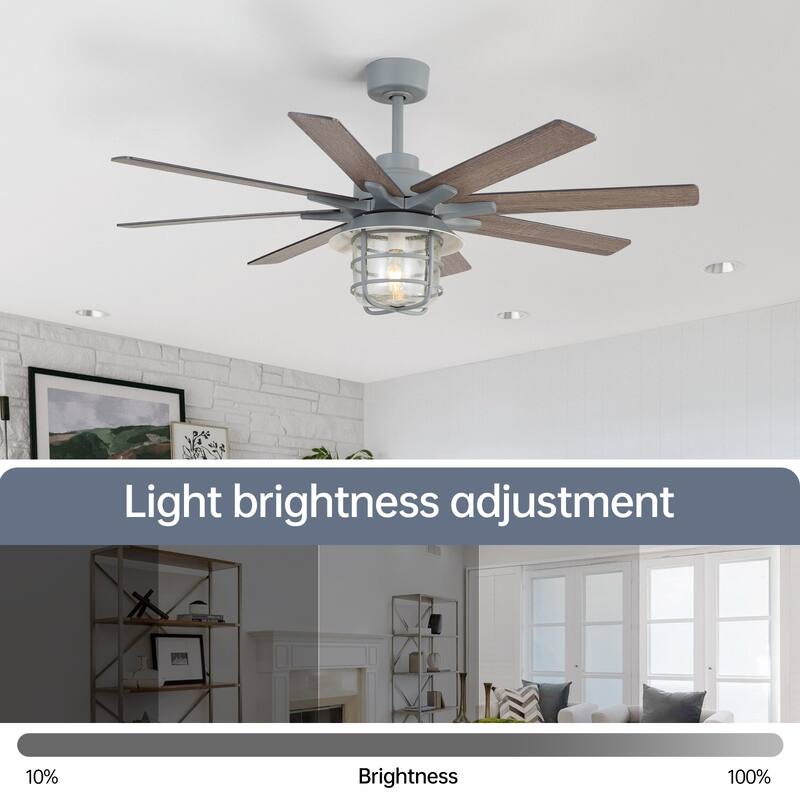 52/66-In Farmhouse Style Industrial Windmill Large Ceiling Fan with Light and Remote