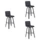 preview thumbnail 93 of 120, Skara Swivel Bar Stool, Upholstered Bar Height Chair with Bentwood Frame Set of 3 - Black Faux Leather & Black