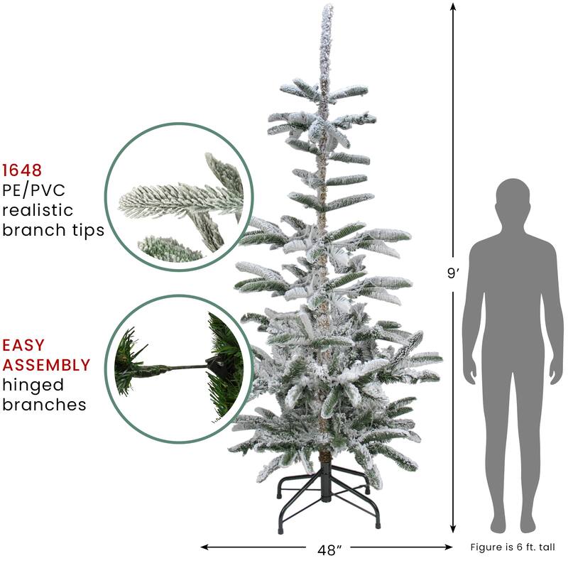 Real Touch™️ Slim Flocked Nordmann Fir Artificial Christmas Tree - Unlit - 9' - 9 Foot