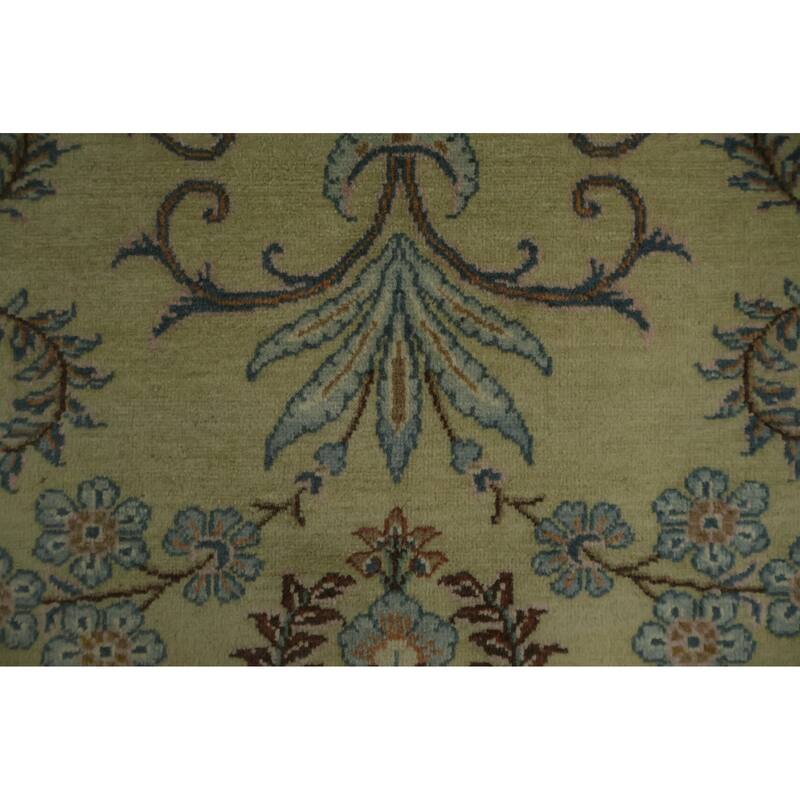 Hand Knotted Oriental 100% Wool Carpet Traditional Floral Beige & Ivories Kashan Area Rug - 10' 10'' X 8' 2''