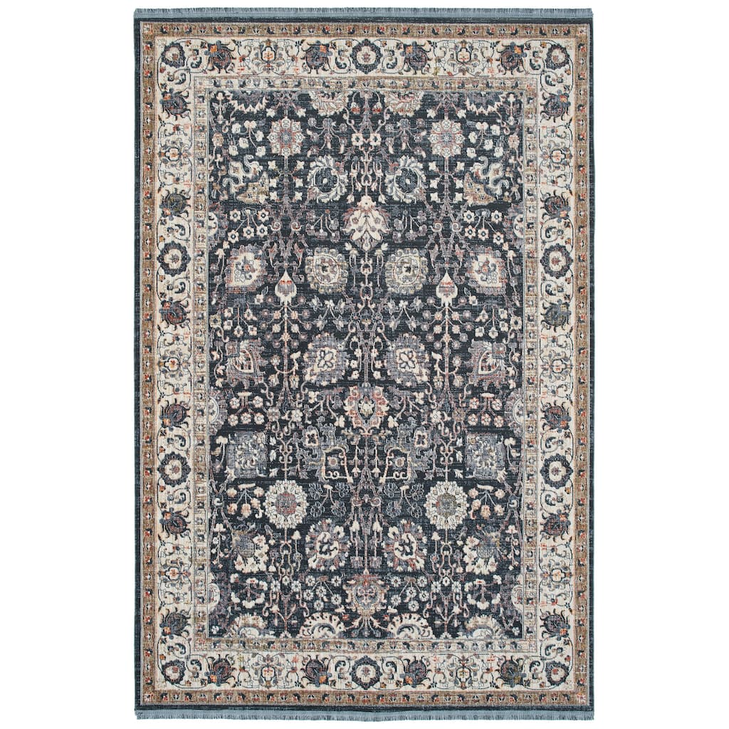 Transitional Oriental Cut Pile Rectangle Area Rug - 5.3x7.3