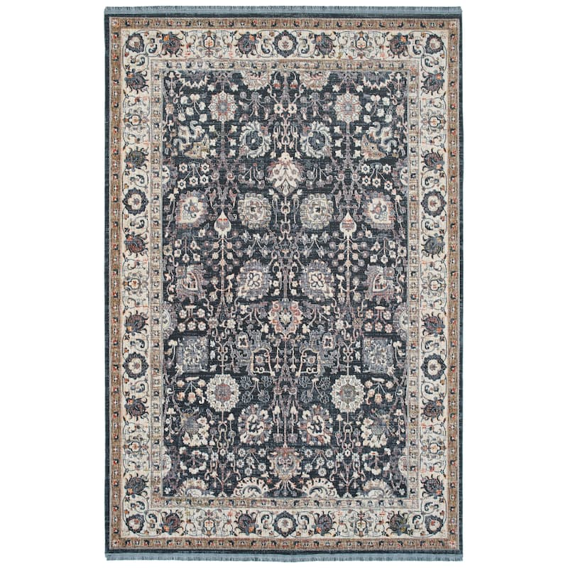 Transitional Oriental Cut Pile Rectangle Area Rug - 5.3x7.3