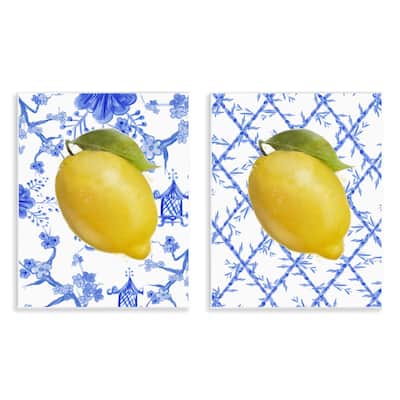 Stupell Classic Chinoiserie Lemons Wall Plaque Art Design By Matthew Piotrowicz (Set of 2)