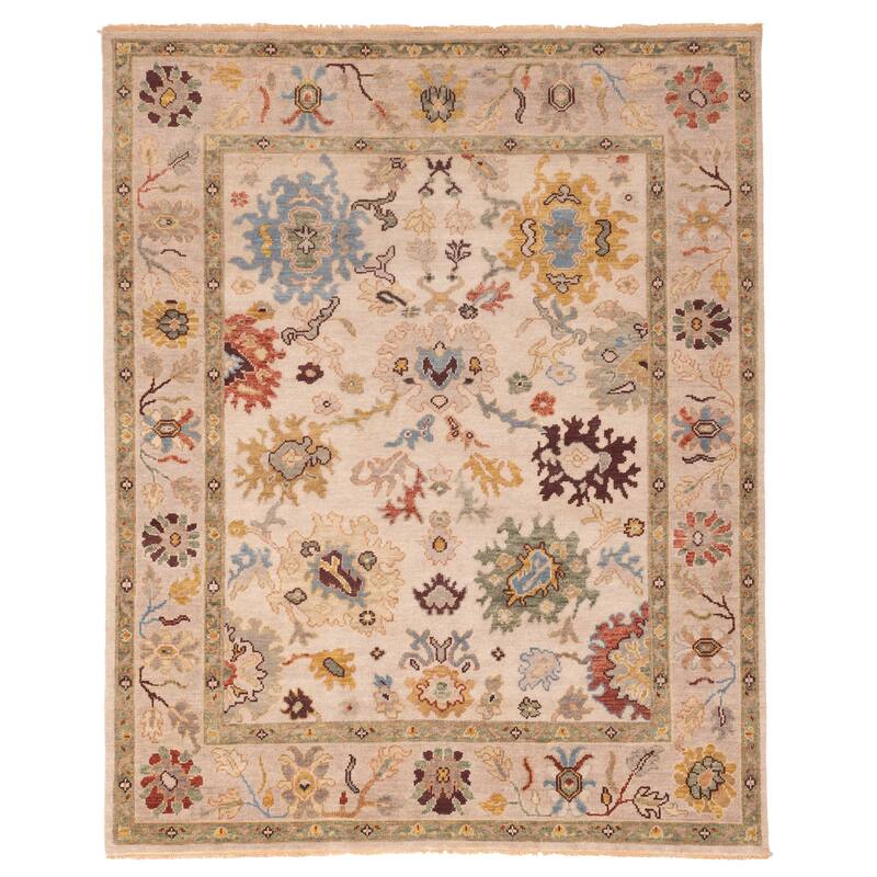 ECARPETGALLERY Hand-knotted Modern Oushak Light Grey Wool Rug - 7'10 x 9'8