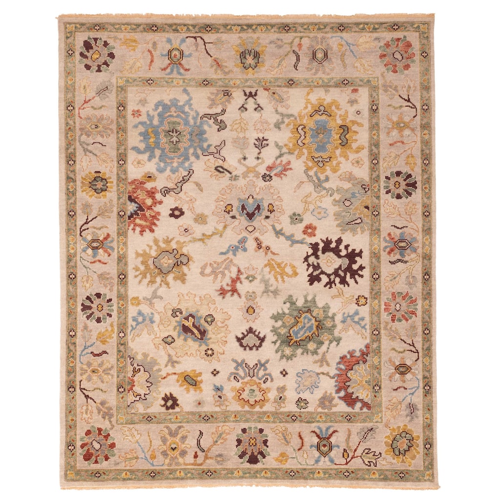 ECARPETGALLERY Hand-knotted Modern Oushak Light Grey Wool Rug - 7'10 x 9'8