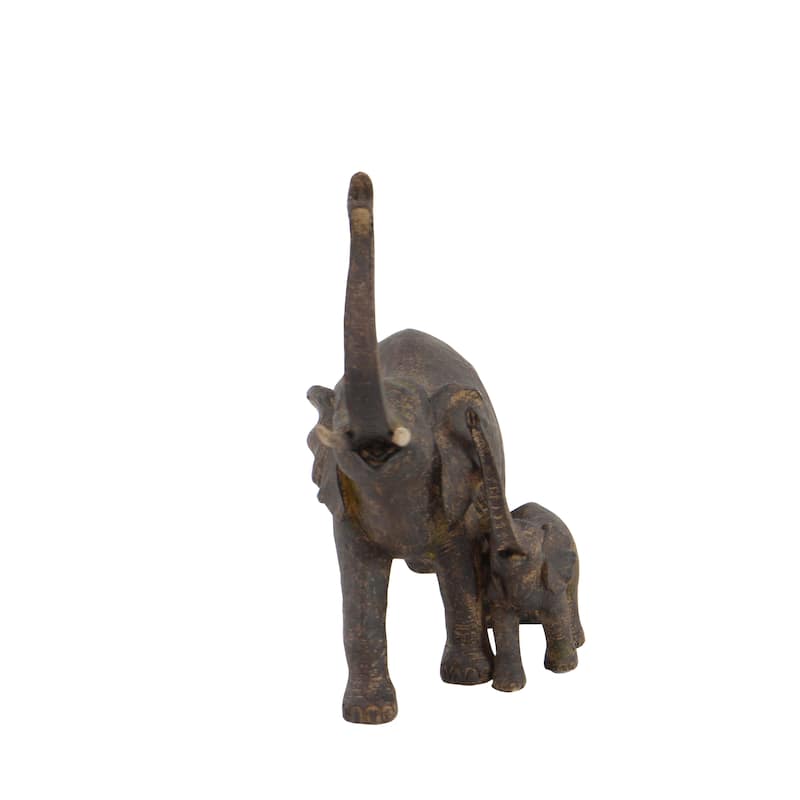 Brown Polystone Elephant Decorative Sculpture