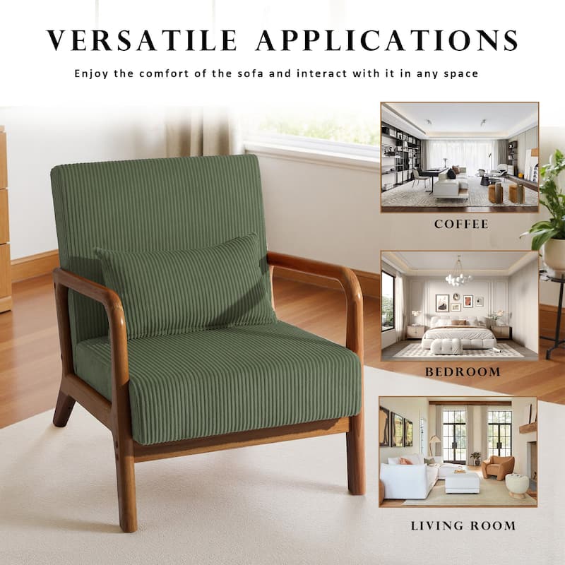Mid-Century Upholstered Accent Chair with Wood Frame