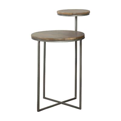 Oracle Natural and Gunmetal 2-Tier Accent Table