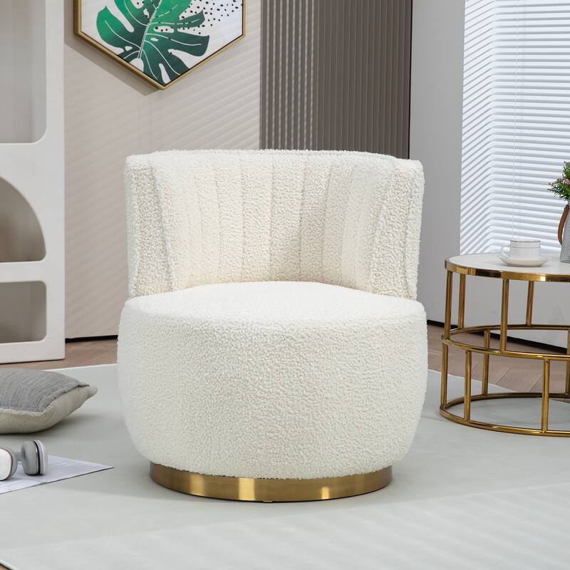 360 Degree Swivel Cuddle Barrel Accent Sofa Chairs, Round Armchairs with Wide Upholstered, Fluffy Velvet Fabric Chair