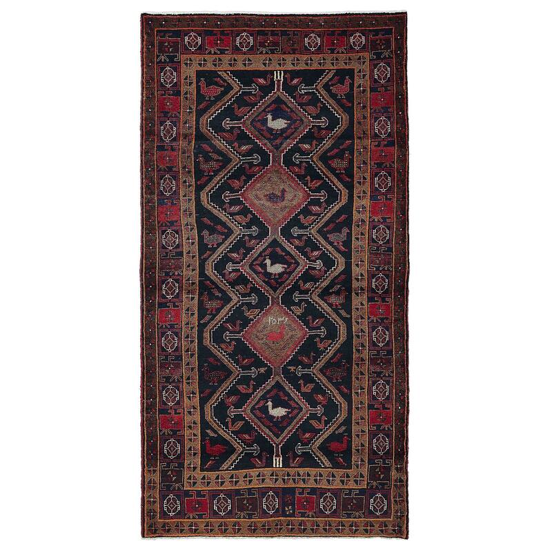 ECARPETGALLERY Hand-knotted Konya Anatolian Dark Navy, Red Wool Rug - 5'2 x 10'6