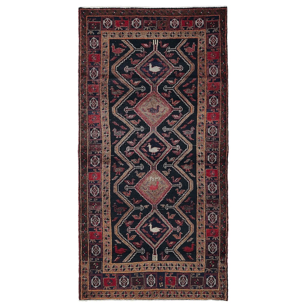 ECARPETGALLERY Hand-knotted Konya Anatolian Dark Navy, Red Wool Rug - 5'2 x 10'6