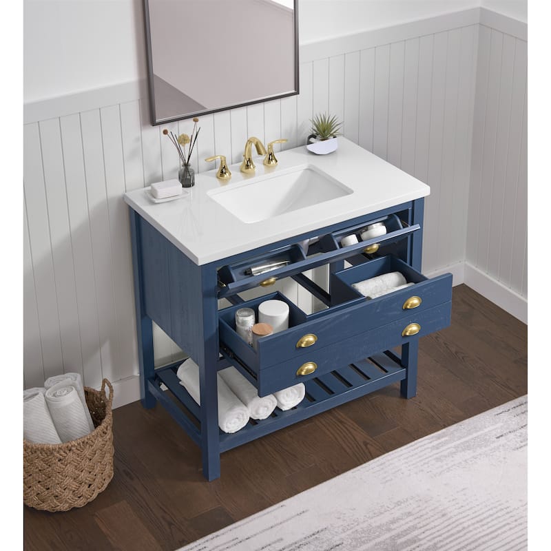 Monterey 37" Farmhouse Single Bathroom Vanity with Top