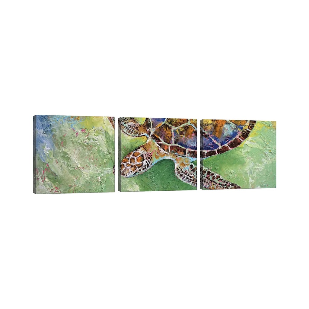 iCanvas "Caribbean Sea Turtle" by Michael Creese 3-Piece Canvas Wall Art Set