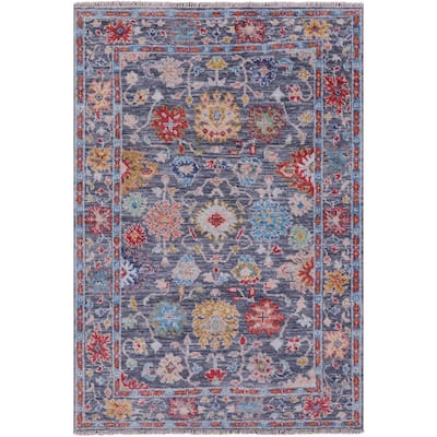 Golden Nile Grey Turkish Oushak Handmade Wool Rug - 4' 1" X 6' 1"
