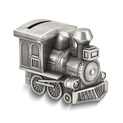 Curata Pewter-Tone Finish Metal Small Train Bank