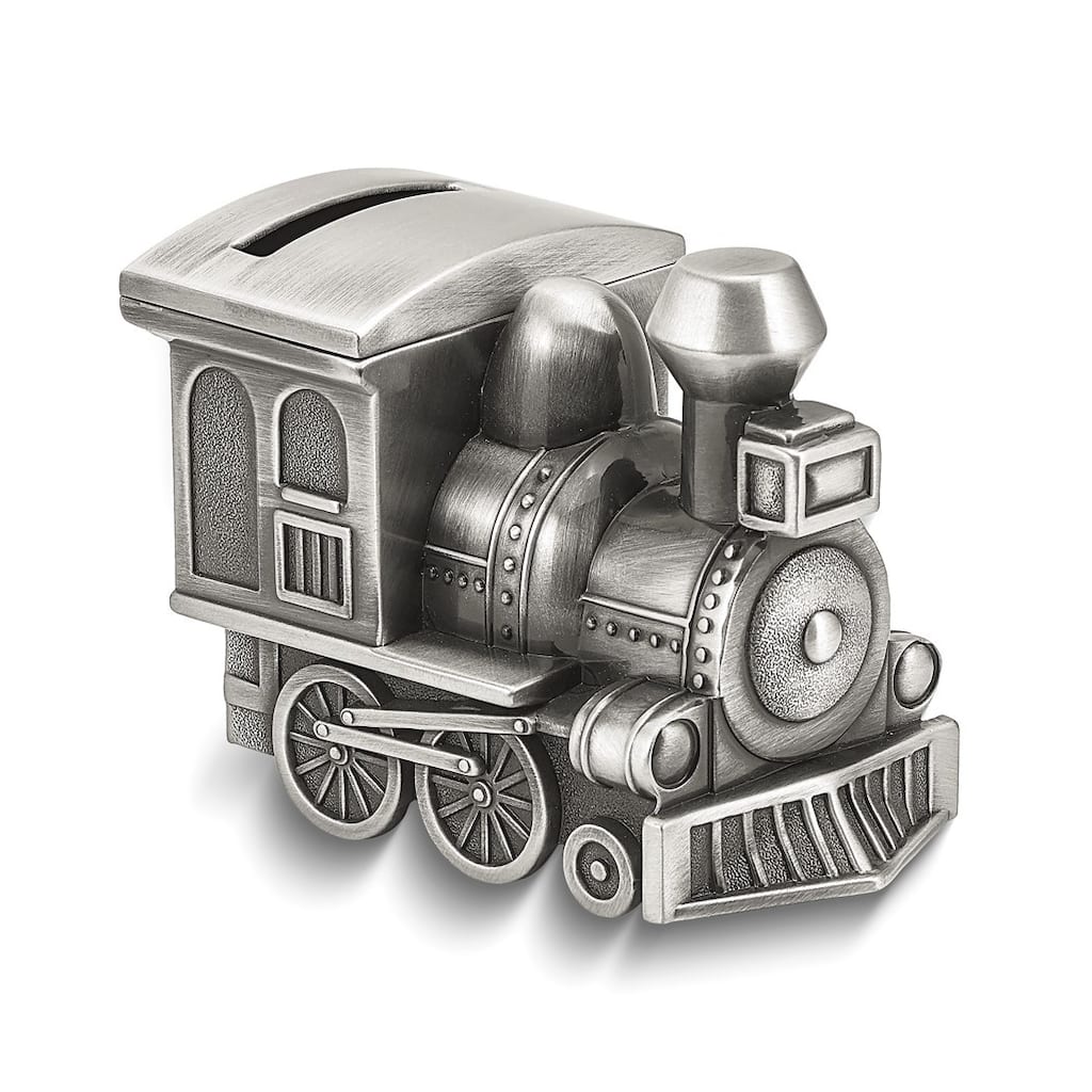 Curata Pewter-Tone Finish Metal Small Train Bank