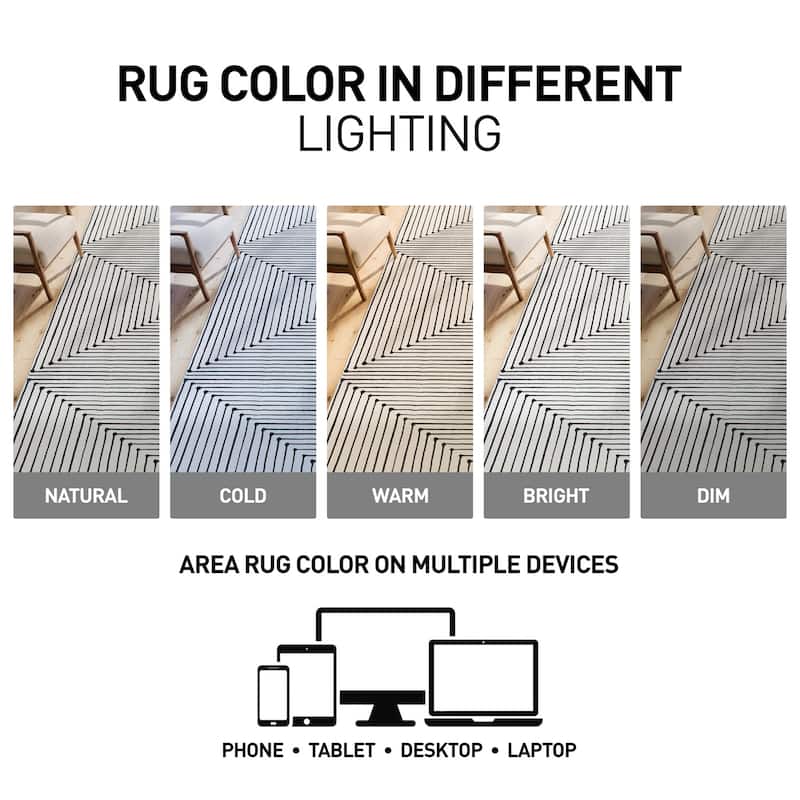 World Rug Gallery Bohemian Stripes Washable Non-Slip Area Rug