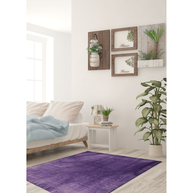 ECARPETGALLERY Hand Loomed Galleria Purple Wool Rug - 5'5 x 7'8