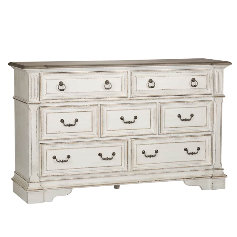 The Gray Barn Abbey Park Weathered Brown & Antique White Dresser & Mirror