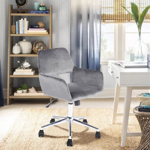 Porch & Den Sabrina Velvet Upholstered Home Office Swivel Chair
