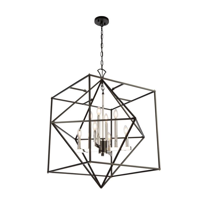 Roxton 8 Light Chandelier (Matte Black & Polished Nickel)