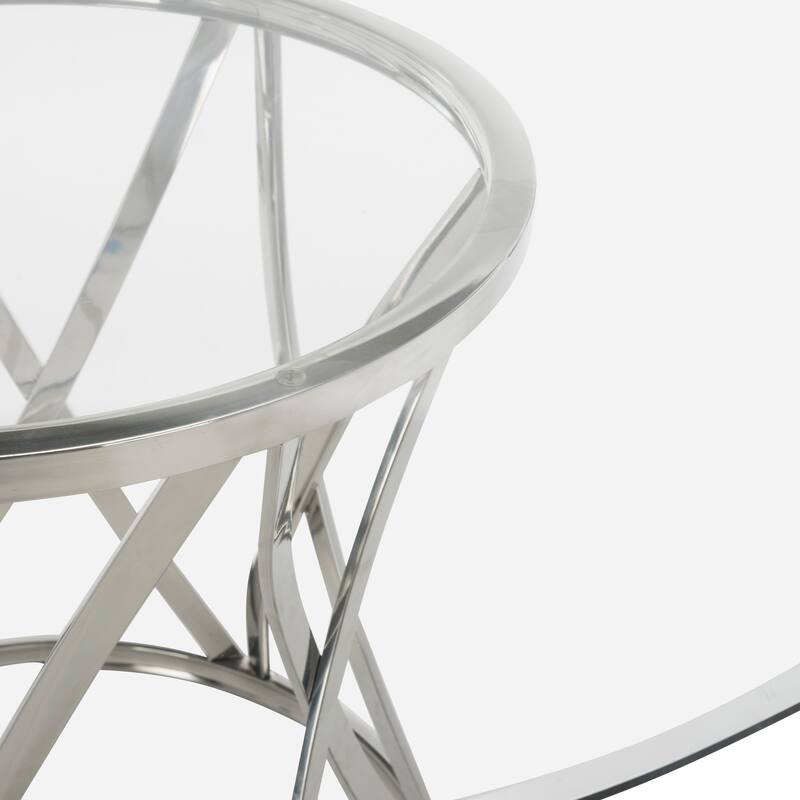 SAFAVIEH Couture Yuko 54-inch Round Glass Top Dining Table - 54"W x 54"D x 29"H