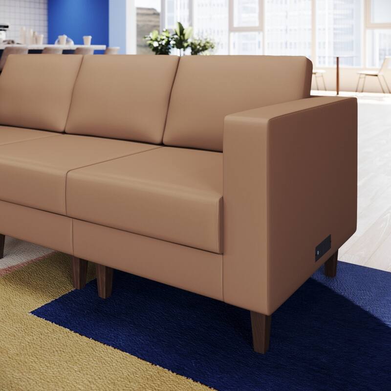 Commercial Modular Right Arm Chair with AC/USB/USB-C Chargers - 28.25"W x 31.5"D x 31.75"H