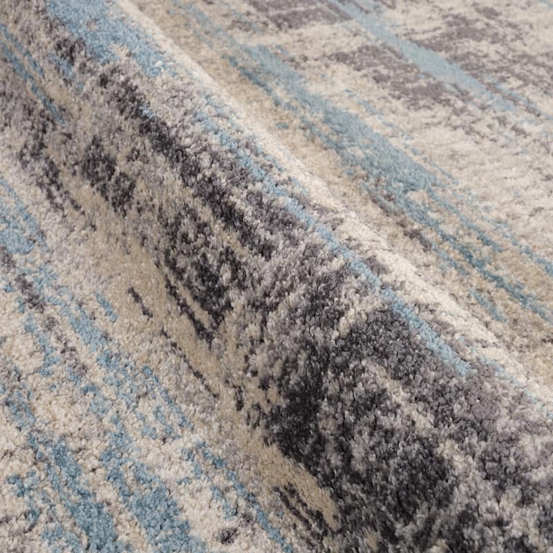 Avant Blue Abstract Power-Loom Area Rug 2' x 3'