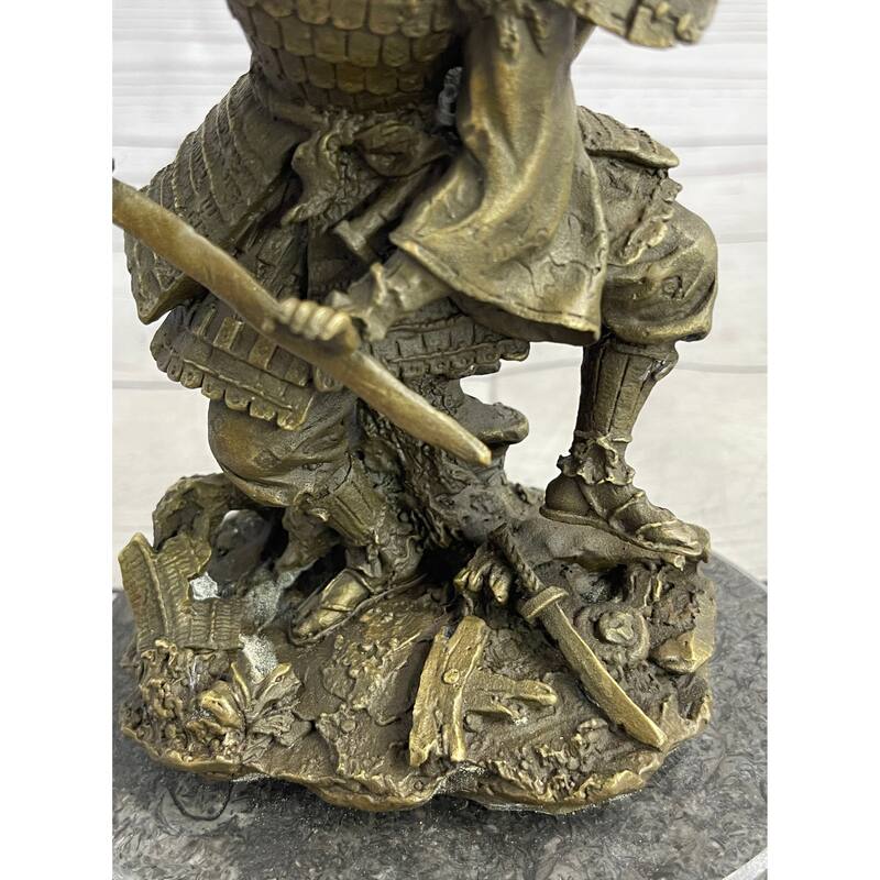 Japanese Samurai Warrior Bronze Statue Sculpture Figure Signed Original 9 Inches X 5 Inches