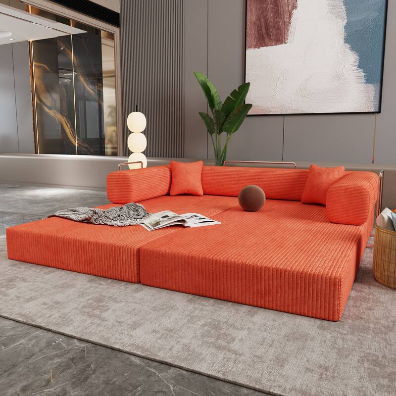 Double sofa, sofa bed, multifunctional compression sofa, wide body sofa, pure sponge sofa, fine striped velvet fabric sofa