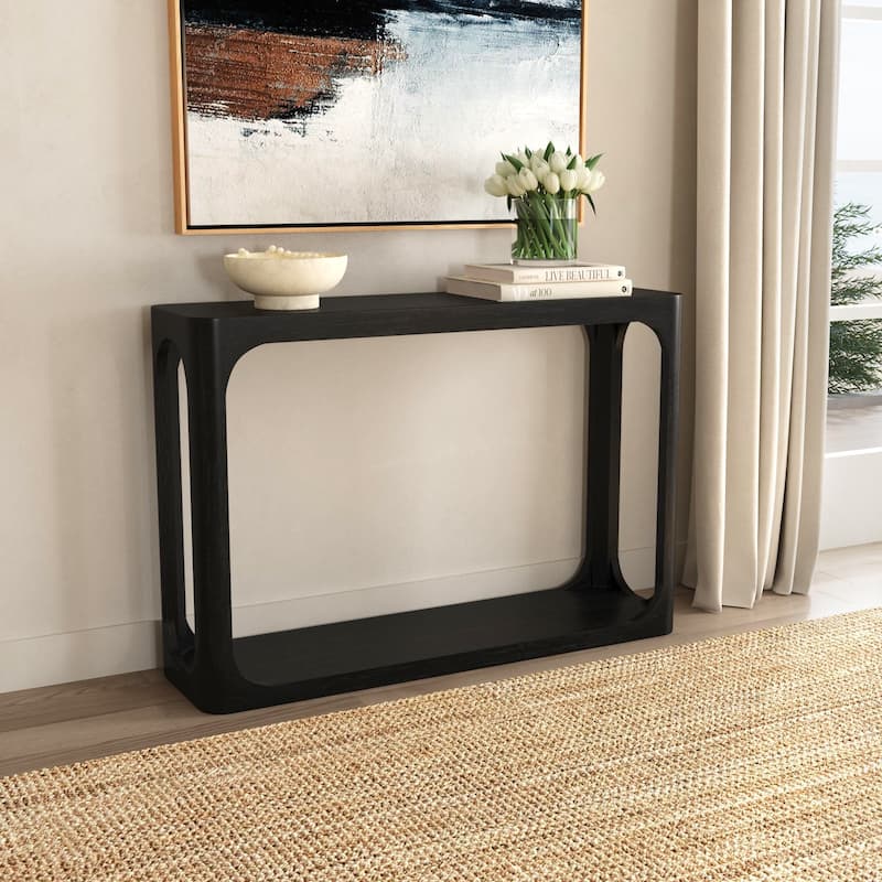 Addison Mango Wood Console Table by East at Main - Black
