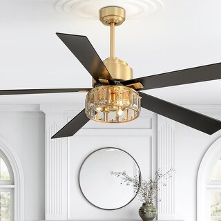 60 In Gold Large Ceiling Fan with Light Remote Control(5-balde) - Bed ...